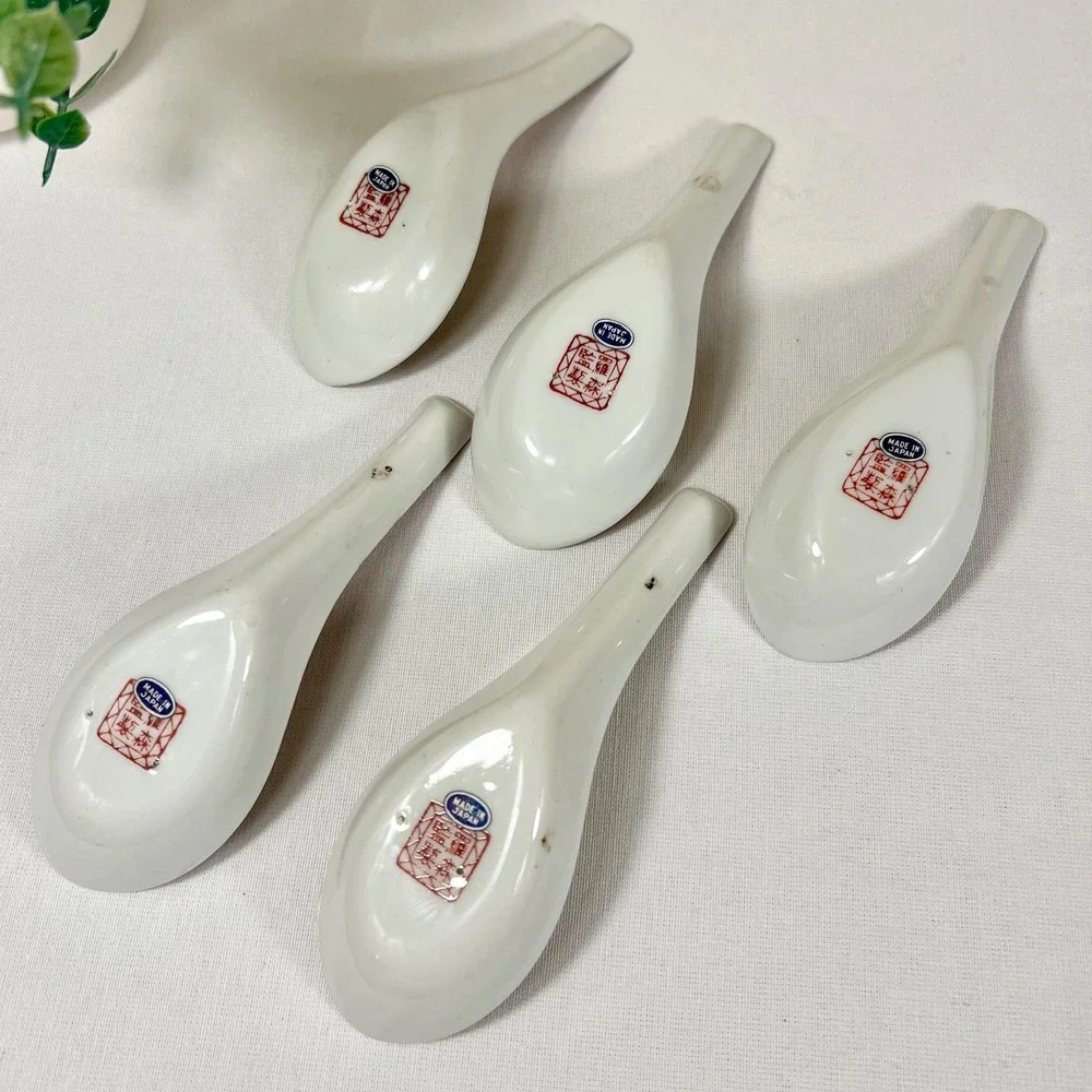 Vintage Japanese Porcelain Dragon Soup Spoons | Set of 5